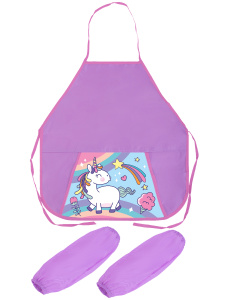 Набор фартук с 1 карманом + нарукавники СМЕШНОЙ ЕДИНОРОЖЕК (Ф-8074)