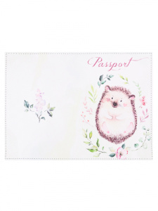 Обложка на паспорт из натуральной  кожи /Ёжик/ ОП-8264