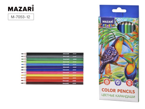 Карандаши цветные пластиковые WILDLIFE, 12цв., шестигранный корпус,d грифеля=2,6 мм, картонная упако