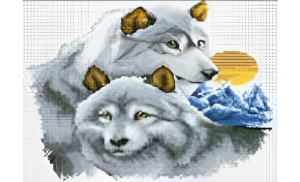 Набор для вышивания крестиком 30*40 см (частич. заполн,канва без рис.) Волк и волчица XD2006