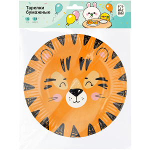 Тарелки бумажные MESHU /Wild cats/, 18см, 6шт. MS_55437