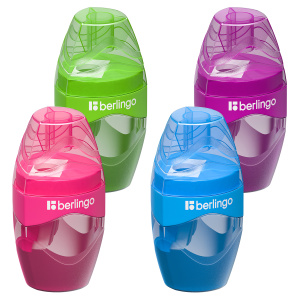 Точилка пластиковая Berlingo /Triangle/ 1 отверстие, контейнер, ассорти, дисплей BBp_15000 (10702070