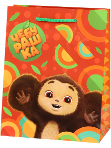 Пакет подарочный с глянц.лам. 26.4*32.7*13.6 см (L) Радостный Чебурашка, 157 г ПКП-0399