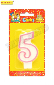 Свеча для торта с розовой окантовкой Цифра /5/  С-1189