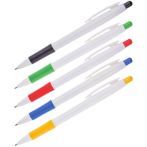 Ручка шариковая автоматическая OfficeSpace синяя, 0,7мм, грип, белый корпус BPRWH115_1340 (10116070/