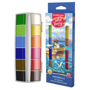 Краски акварельные ArtBerry® Premium с УФ защитой яркости 12 цветов