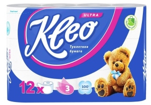Туал.бум. /Kleo/ 3-х сл. Ultra /12шт./С185/Мягкий знак/7шт в кор. (КРАТНО 7)