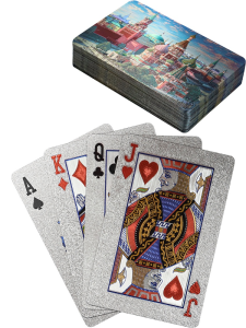 Карты игральные пластиковые  /Столица/, (54 шт), серебристые, 57х88см ИН-7652