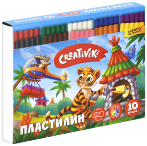 Пластилин Creativiki 10 цв. 150 г ассорти со стеком