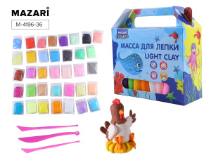 Mасса для лепки, 36 цветов по 10 гр, пластиковые стеки 3 шт в комплекте, картонная коробка / ОПП-упа