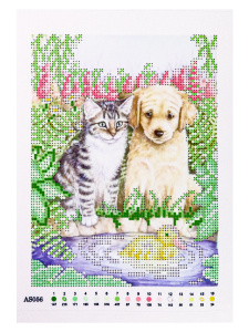 Н-р для вышив. бисером 19x25 см (частичн.заполн.,канва с рис) Пушистые друзья (Арт. AS056)
