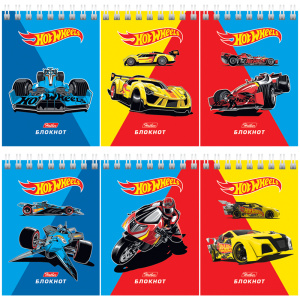 Блокнот 40л А7ф клетка на гребне серия -Машинки- (Hot wheels)