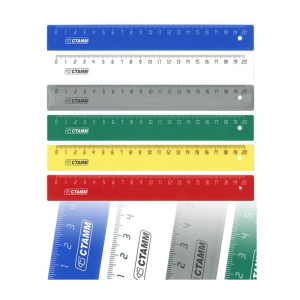 Линейка 20см Стамм, пластиковая, классические цвета, ассорти ЛН10