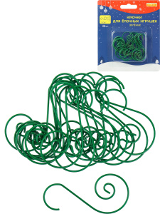 Набор металлических крючков (для ёлочных  украшений), 20 шт, зеленые,5*2.5см НУ-6173