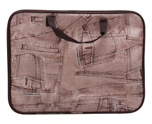 Папка менеджера  КОРИЧНЕВАЯ ДЖИНСА  (ПМН-3812) принтованная ткань, 360х270мм