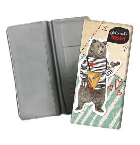 Конверт путешественника Медведь для документов, из ПВХ / 20,5х22см арт.77121