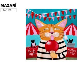 Алмазная мозаика с мольбертом КОТ С МОРОЖЕНЫМ,21х25 см, 1 дизайн, частичная выкладка,  ОПП упаковка.