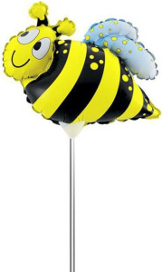 ШАР ФОЛЬГИРОВАННЫЙ, ПЧЕЛА,на палочке, 20*20см