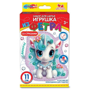 Игрушка из фетра Со стразами единорожка МУЛЬТИ АРТ в кор.66шт