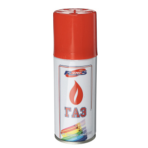 RUNIS Газ для зажигалок, метал. баллон, 140мл, белый, с насадками, арт.1-007