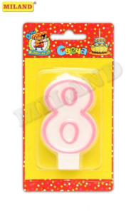 Свеча для торта с розовой окантовкой Цифра /8/  С-1192