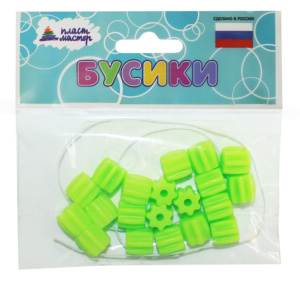 Набор бусин /Бочонок-звезда/ (зеленый) 1/100