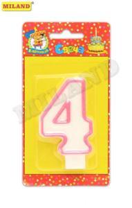 Свеча для торта с розовой окантовкой Цифра /4/  С-1188