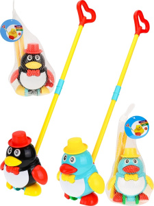 Каталка на палочке /Пингвин/, 15х21,5х18 см (длина палки 43,8 см), зелёный ,в сетке (Арт. КНП-1459)