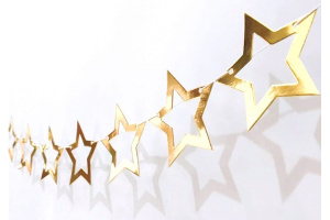 15883 Гирлянда растяжка бумажная 2м /Звезды/ (золотая) (15883 из короба 1/600) (10702070/230623/3256