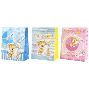 ПАКЕТ ПОДАРОЧНЫЙ 'ВЕСЕЛЫЙ ПРАЗДНИК' ДЛЯ НОВОРОЖДЁННЫХ. 18X23X9СМ, ГЛЯНЦЕВЫЙ В ПАК УП-12ШТ в кор.12уп
