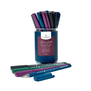 Ручка маслян. LOREX LX-BASE.DARK серия Slim Soft 0,50 мм синий, цвет корпуса: ассорти, кругл. прорез