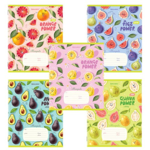 Тетрадь 18 л. BRAUBERG линия, обложка картон, /ФРУКТЫ/, 106482