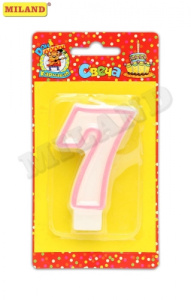 Свеча для торта с розовой окантовкой Цифра /7/  С-1191