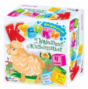 Кубики /Домашние животные/  (без обклейки) 4 шт