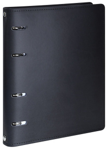 Тетрадь со см.блоком 120 л. А5 кл. на кольцах INFORMAT ЧЕРНАЯ кож/зам, конгрев