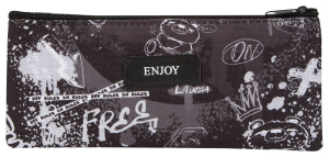 Пенал 1 отд. Creativiki ГРАФФИТИ 200х90х5 мм черн. полиэстер