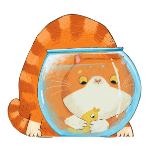 Блокнот 32л арт. 72654/ 10 КОТ И АКВАРИУМ /130х120 мм, фигурная вырубка, мягкий переплёт (2 скобы). 