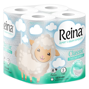 Туал.бум. /Reina 2-х сл. Classic белая 8шт. (кратность 6шт)