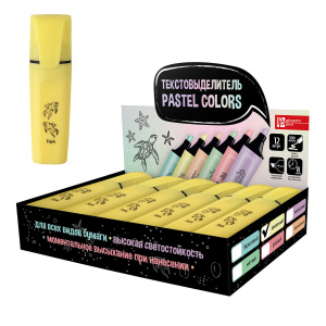 Текстовыделитель арт. 58686 / 12 РЫБКИ (БОКС, 12 шт., цвет: ванильный, 105х27х17 мм, материал корпус