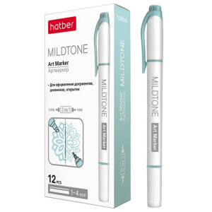 Артмаркер Hatber Mildtone Pastel Двухсторонний Бирюзовый 12шт. в картонной коробке