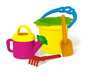 Песочный набор №155 (ведро 0,8 л , сито, совок, грабл, лейка 0,4л)