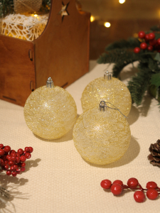Набор ёлочных украшений Шары с подсветкой 3 шт Золотая метель, 8 см НУ-5656