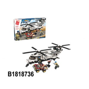 Конструктор пласт. военный вертолет, с фигурками, 648дет. в кор. в кор.9шт