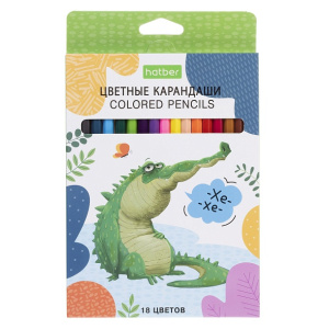 Карандаши цветные /ECO/ 18 цв. -ZOO- заточен.  в карт. короб. с европодвесом