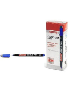 Маркер перманентный Berlingo для CD/DVD с колпачком и клипом Синий 12шт. в картонной коробке