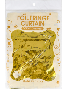 Дождик фольгированный для фотозоны /Карнавал/, 1*2м,фрагмент 3*3см, золотистый, набор 2шт ДЖ-7519