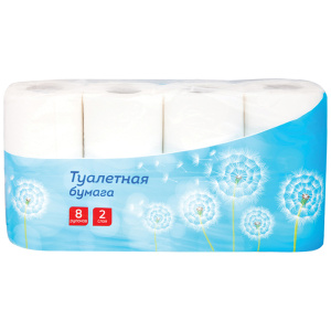Бумага туалетная OfficeClean 2-х слойн., 8шт., тиснение, белая 249815