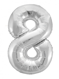 Шар Agura Slim серебро цифра 8  (40''/102 см) 754580