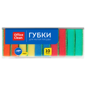Губки для посуды OfficeClean, поролон с абразивным слоем, 80*53*26мм, 10шт. 281459
