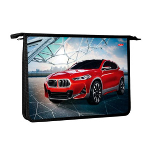 Папка для тетрадей Пластиковая А4ф Hatber 2 отделения на молнии-Автопанорама-   в индив.упак.